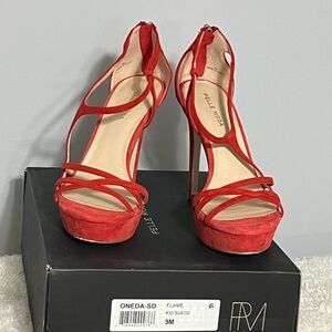 Pelle Moda Red Suede Strappy Heels